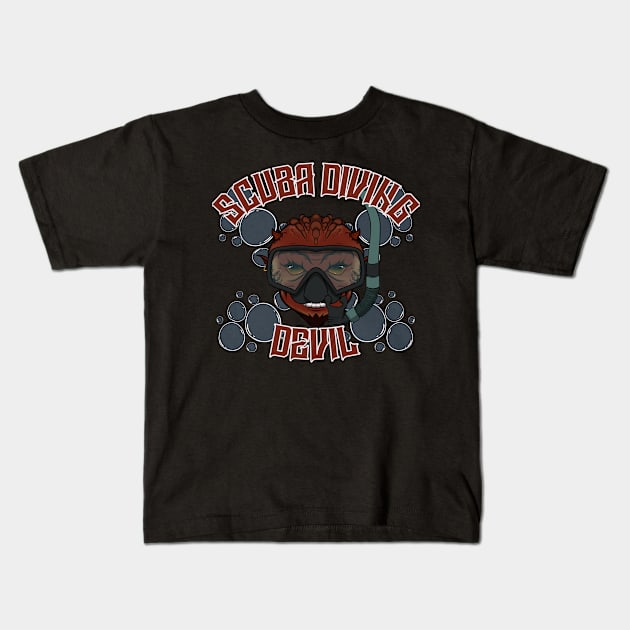 Scuba Diving Devil Kids T-Shirt by RampArt